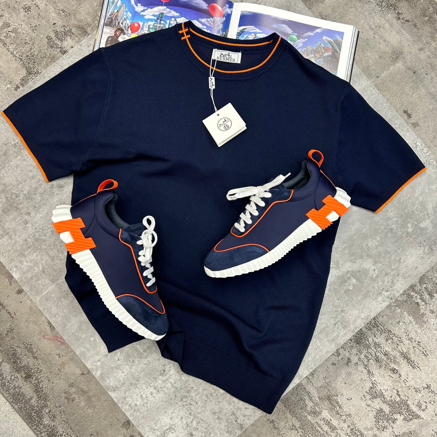 HMES - KNITTED T-SHIRT - NAVY