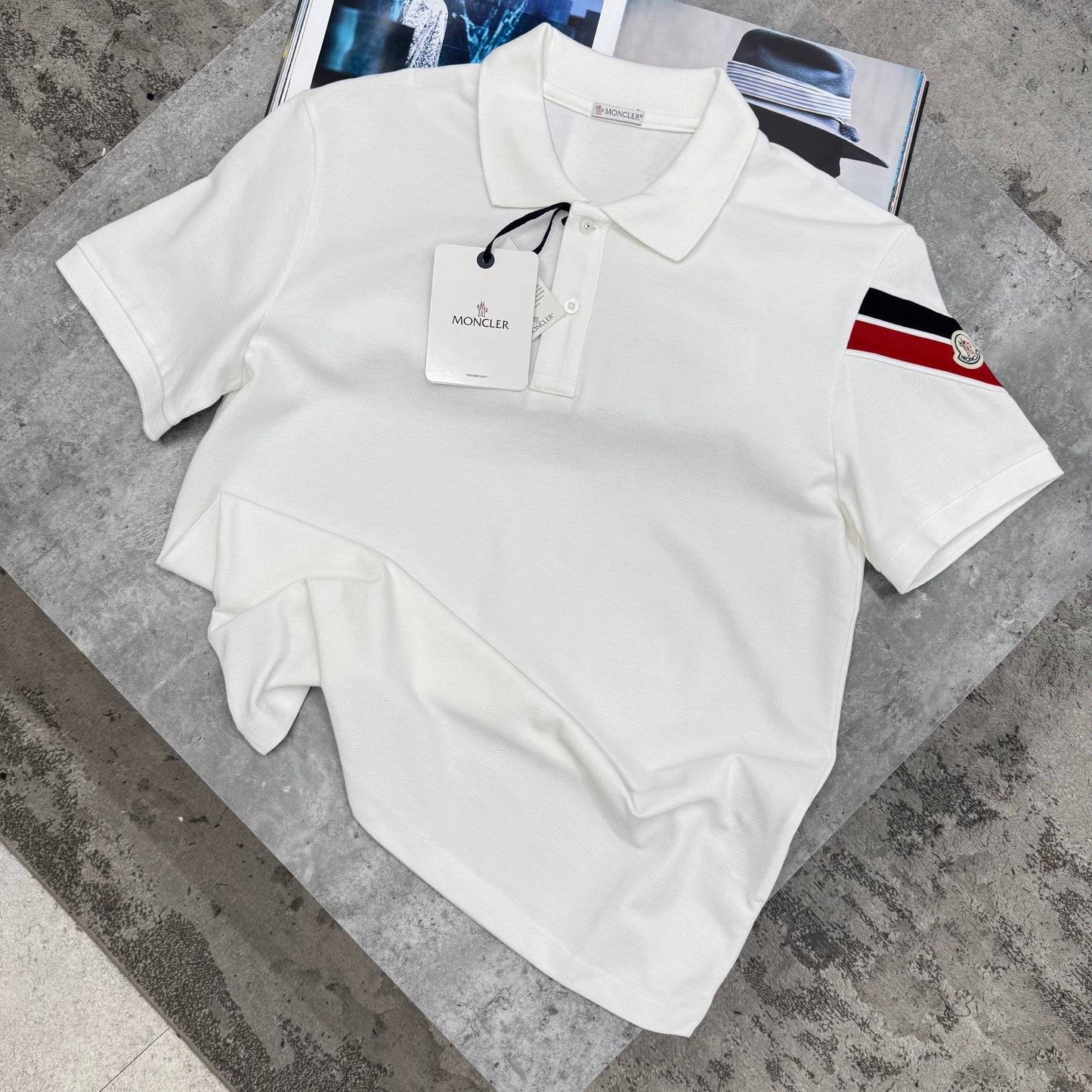 MNCLR - STRIPED ARM POLO - WHITE