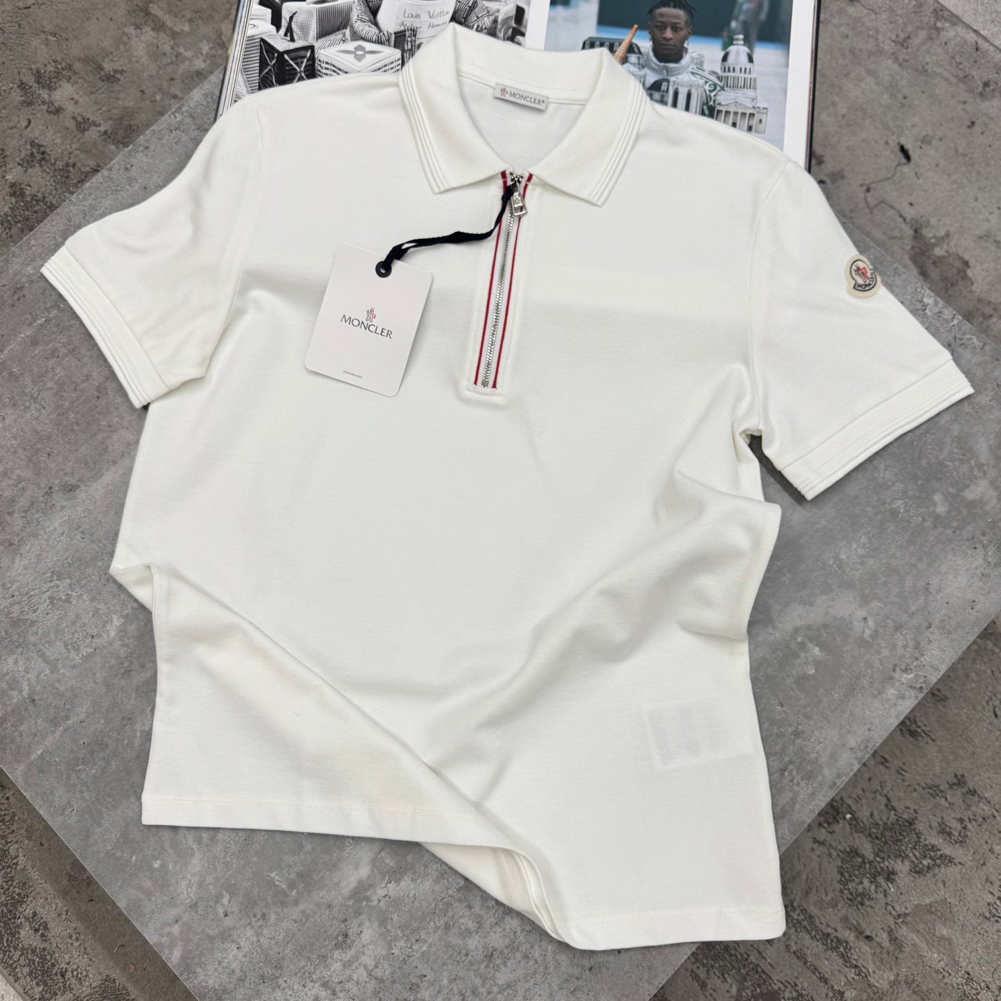 MNCLR - HALF ZIP POLO - WHITE