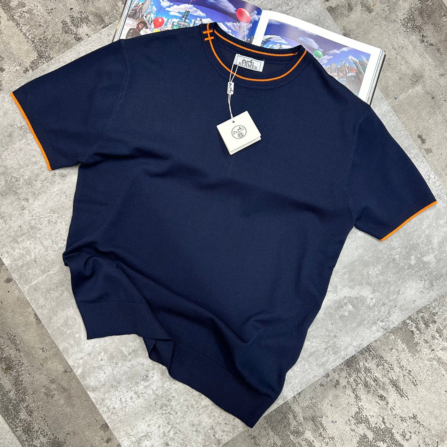 HMES - KNITTED T-SHIRT - NAVY