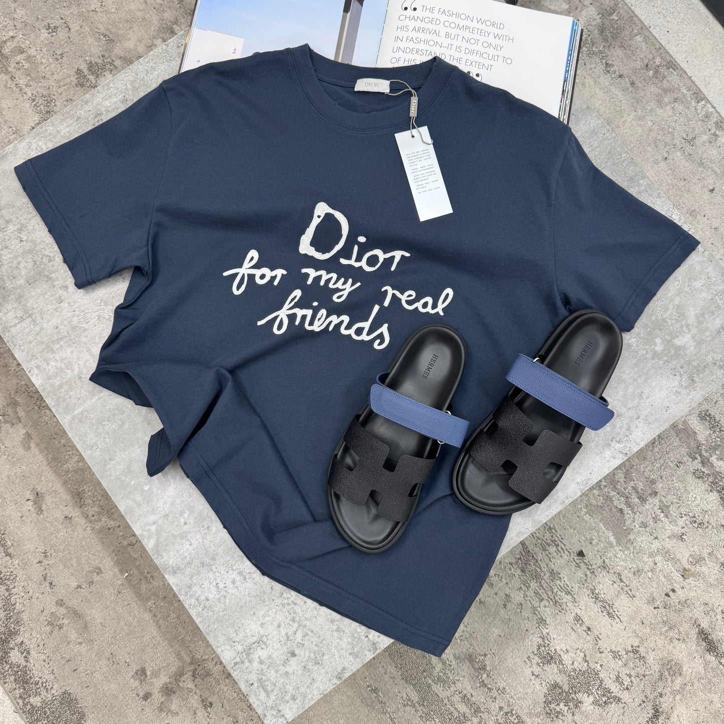 HMES - STRAP SLIDES - BLACK/NAVY