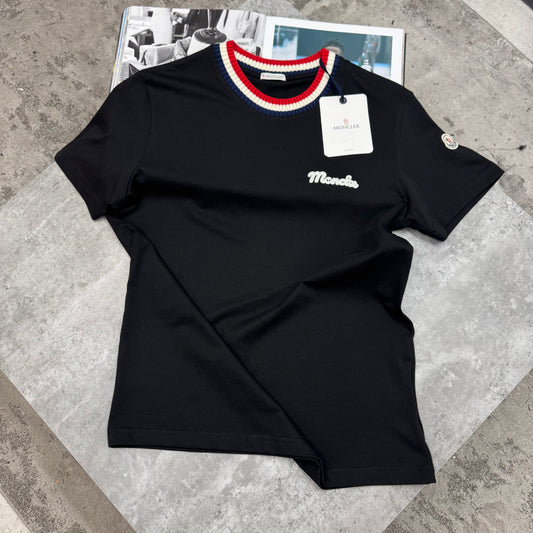MNCLR - STRIPED COLLAR T-SHIRT - BLACK