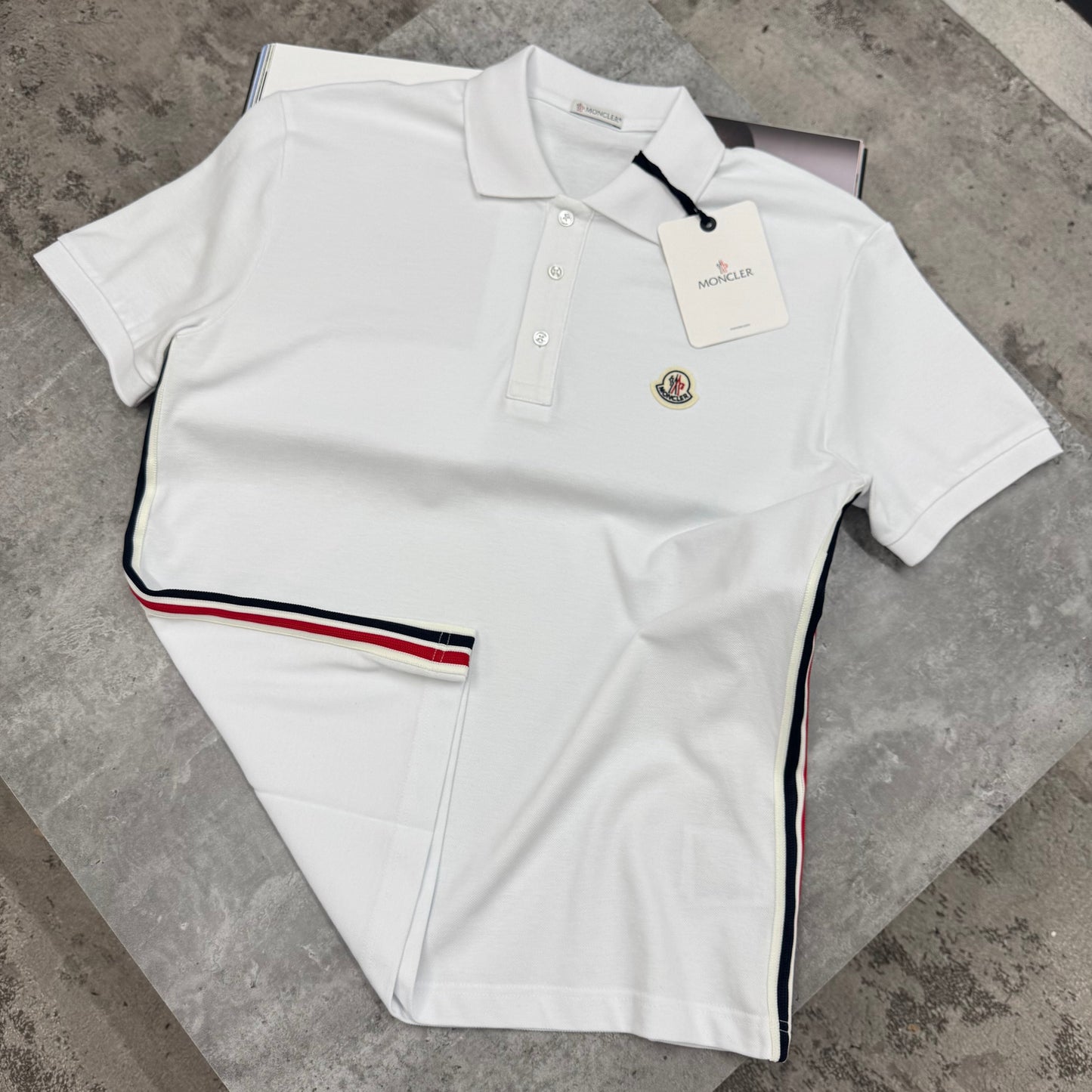 MNCLR - STRIPED DOWN POLO - WHITE