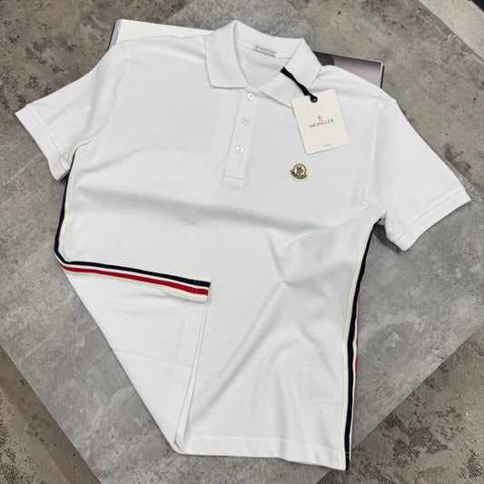 MNCLR - STRIPED DOWN POLO - WHITE