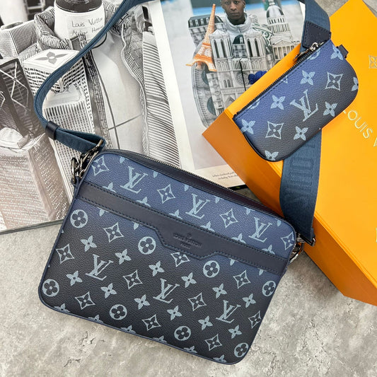 LOUIS VUITTON - DENIM TRIO BAG - BLUE