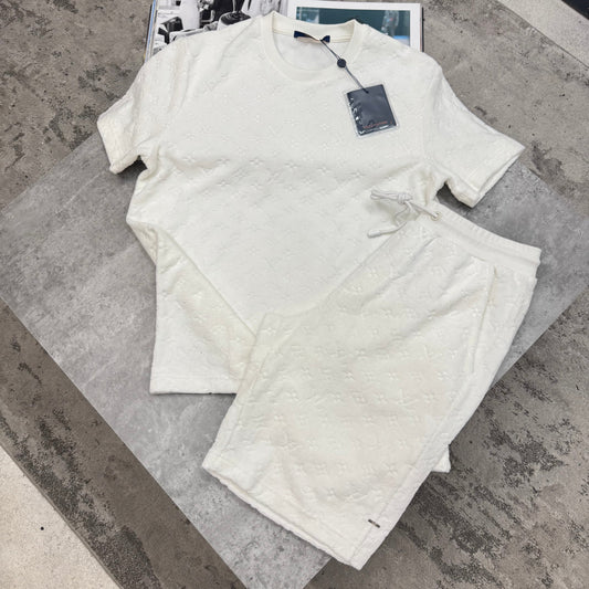 LVE - MONOGRAM TERRY SHORTS SET - WHITE