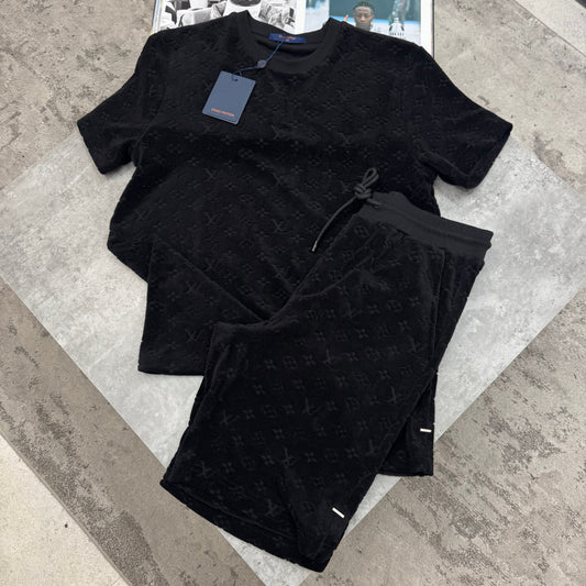 LVE - MONOGRAM TERRY SHORTS SET - BLACK