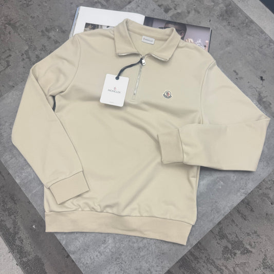 MNCLR - LOGO HALF ZIP JUMPER - BEIGE