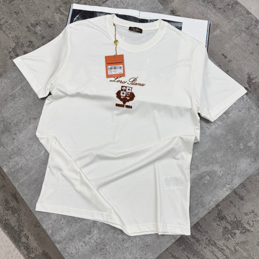 LORO - FLOCKED LOGO T-SHIRT - WHITE