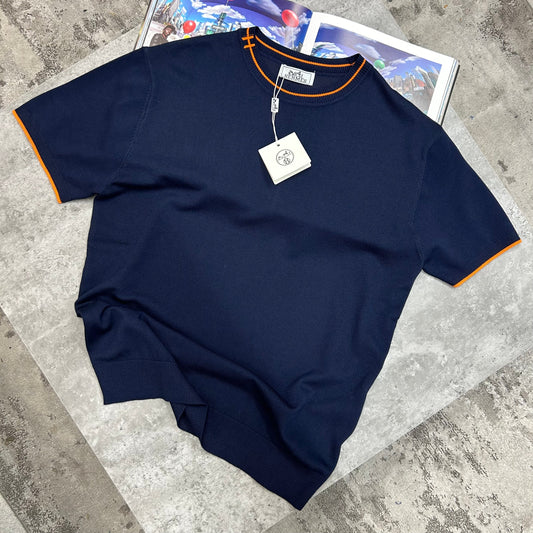 HMES - KNITTED T-SHIRT - NAVY