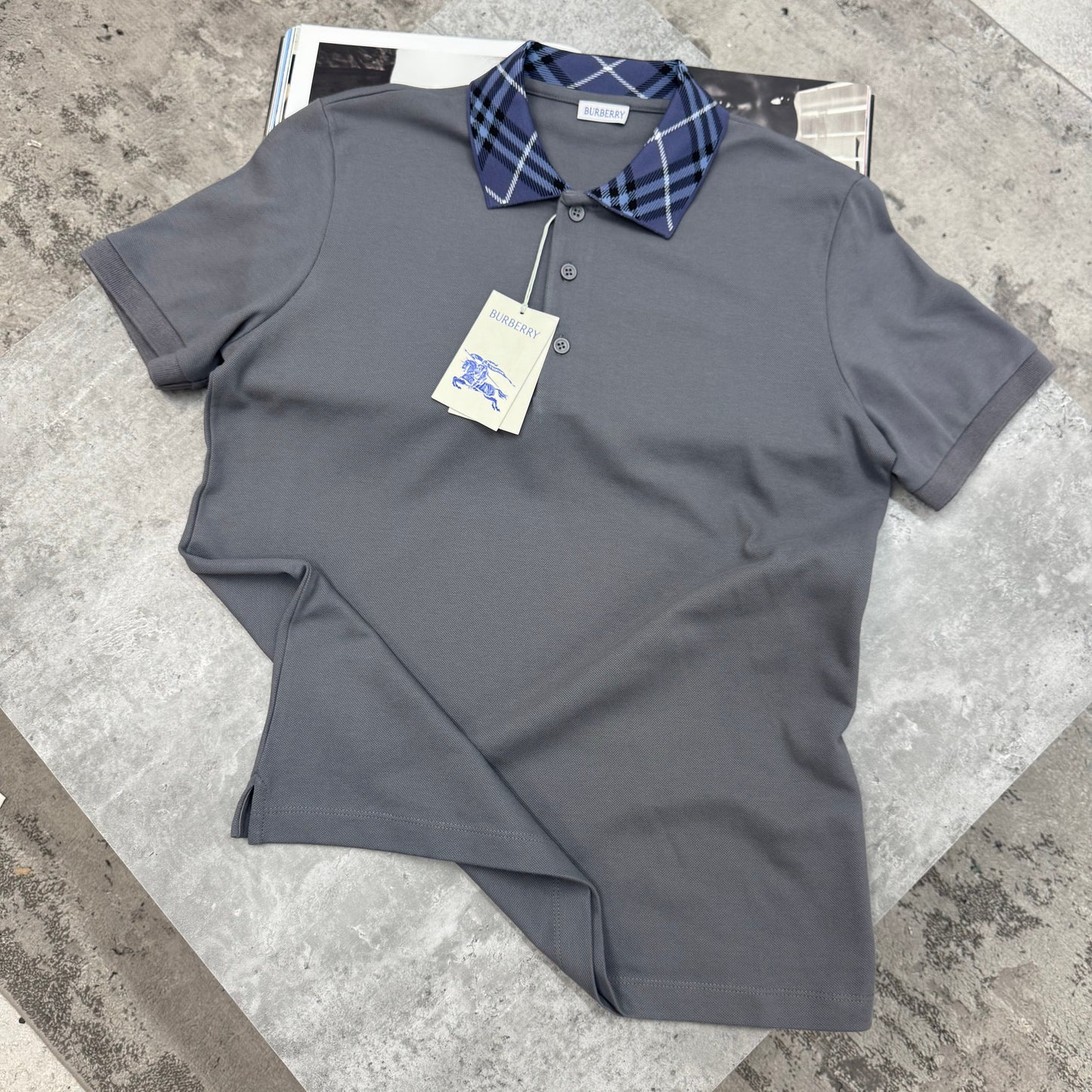 BURB - POLO - CHARCOAL/BLUE