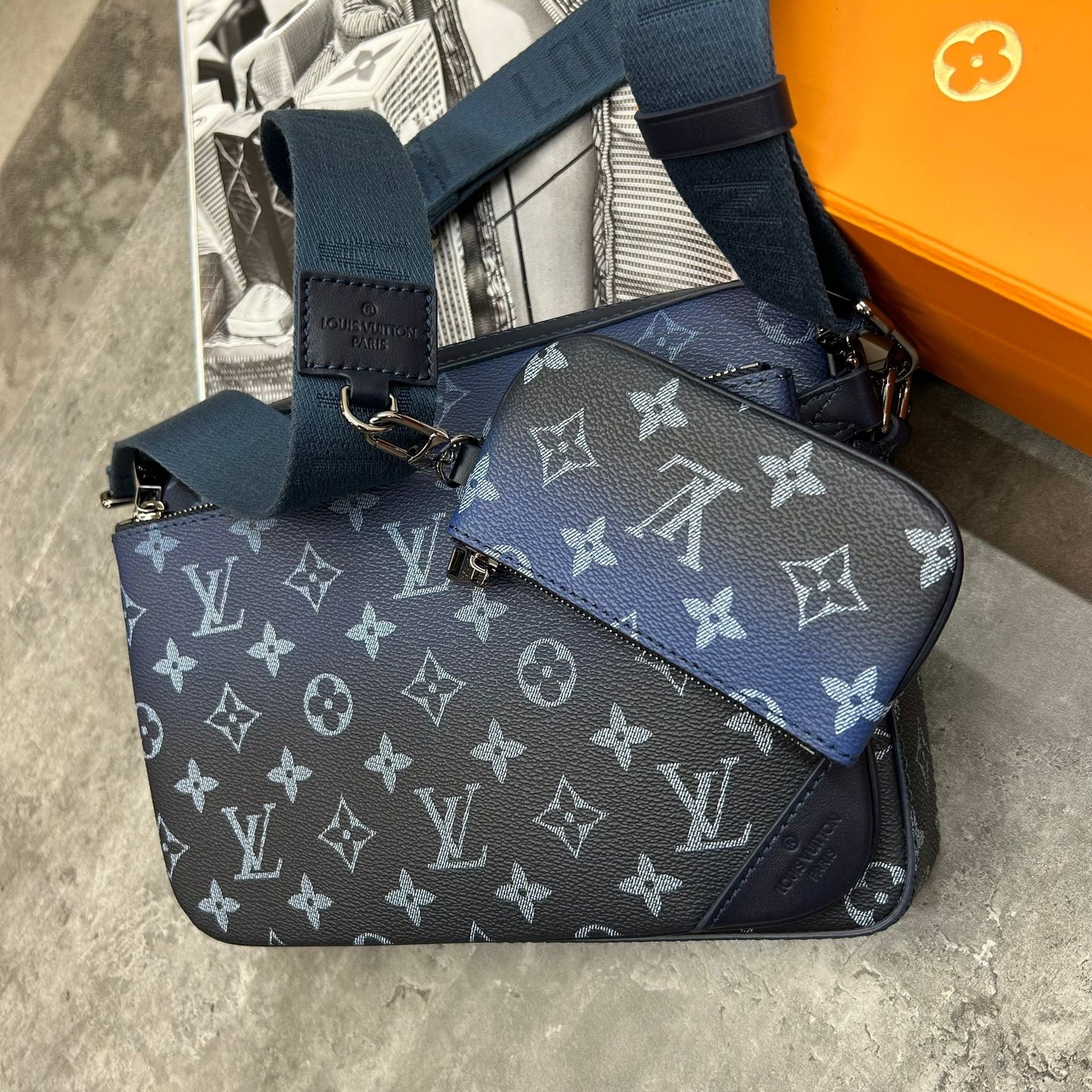 LOUIS VUITTON - DENIM TRIO BAG - BLUE
