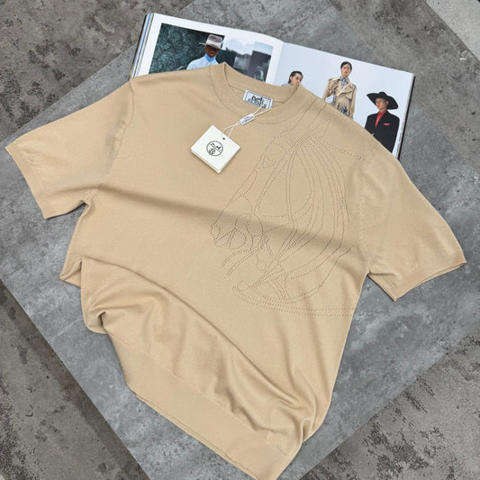 HMES - KNITTED T-SHIRT - BEIGE