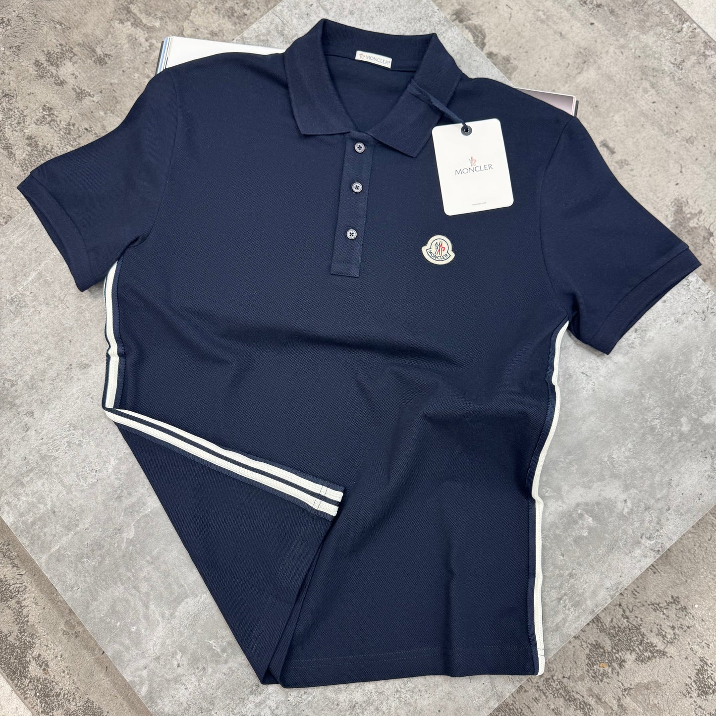 MNCLR - STRIPED DOWN POLO - NAVY