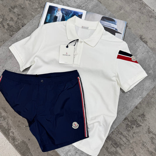 MNCLR - STRIPED ARM POLO - WHITE