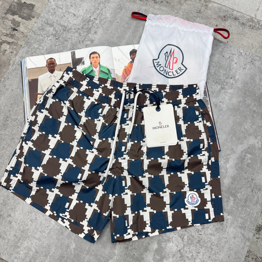MNCLR - PIXEL BAGGED SWIMS - BLUE/BROWN
